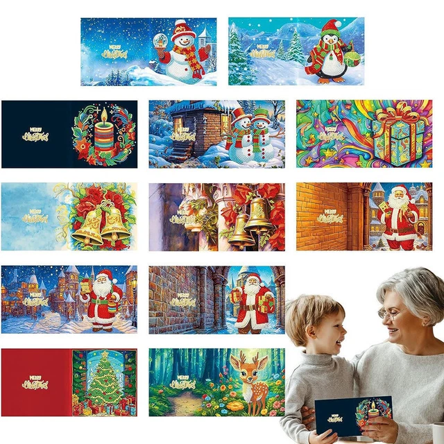 12pcs 5D DIY Diamant Malerei Weihnachten Grußkarten Kunst Handwerk Farbe Kits