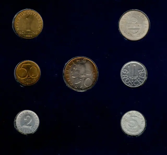 Coin Sets of All Nations Austria 1960-1995 UNC 5 Schilling 1960 Silver 3.4.95 4