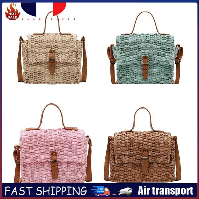 Beach Girl Crossbody Satchel Handbags Women Straw Woven Small Shoulder Sling Bag
