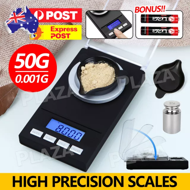 50g/0.001g Digital Milligram Scale High Precision Jewelry Balance Powder Scale