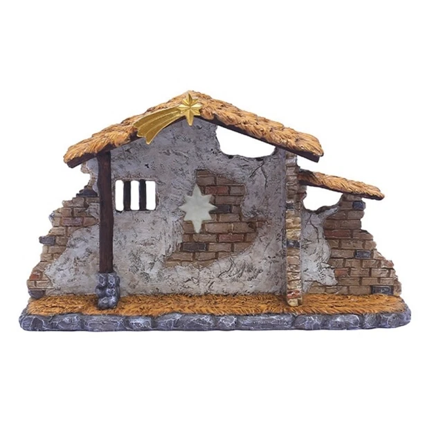 Cobertizo de Resina Estatuas de Santa Navidad Belén Artesanía para Decoración de Mesa