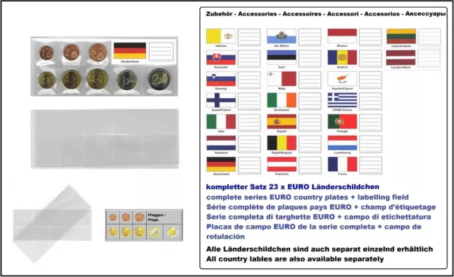 100 Look 1-K7ES-DEU bolsitas para monedas Juegos-de-monedas-euro + Banderas
