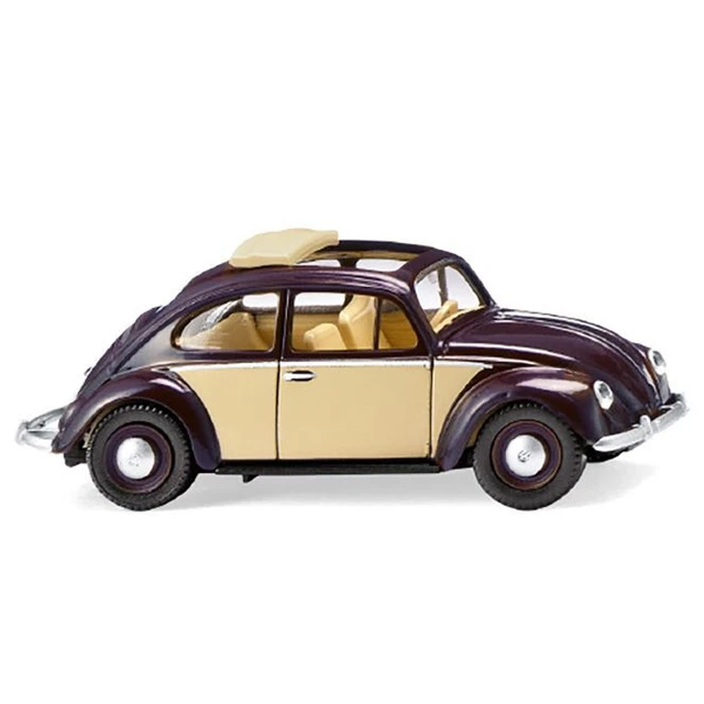 VW Käfer 1200, dunkelbraun/beige, 1960 mit Faltdach.