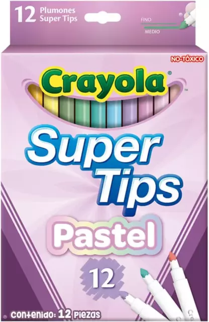 Crayola Pastel SuperTips Premium Felt Tip Pens Markers 12 Assorted Colours