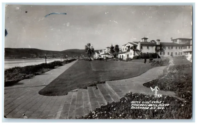 c1910 Paseo Del Hotel Playa Ensenada Baja California Mexico RPPC Photo Postcard