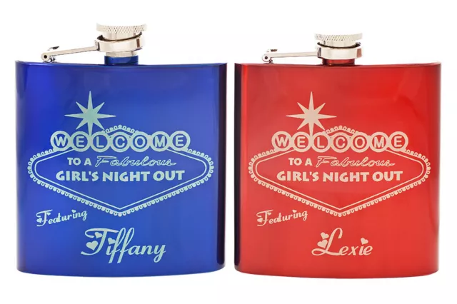GIRLS NIGHT OUT - Personalized Las Vegas Flask, Engraved Gift Birthday ...