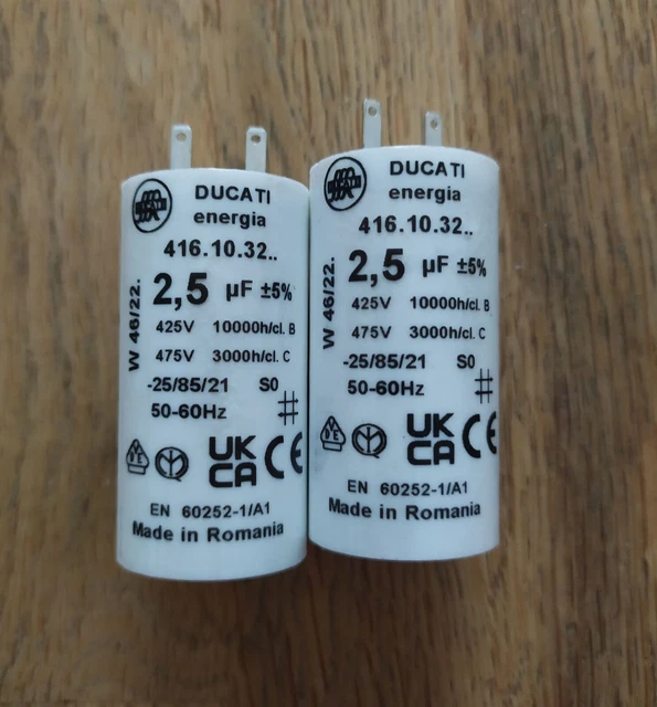 Lot De 2 Condensateurs 3.5uF VOLET TECH Pour Moteur Volet Roulant SOMFY, SIMU, NICE - Cosses Faston 2.8mm