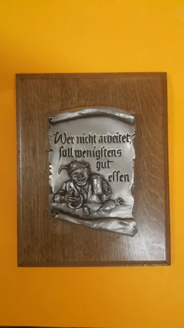 Zinnbild Relief auf Holz mit Spruch. Handarbeit. ca 16 × 20 cm