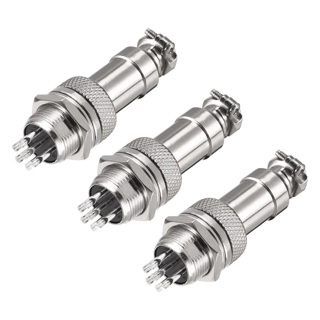 Aeronautico Connettore 12mm 6 Terminali 5A 300V GX12 Connettore 3 Paia