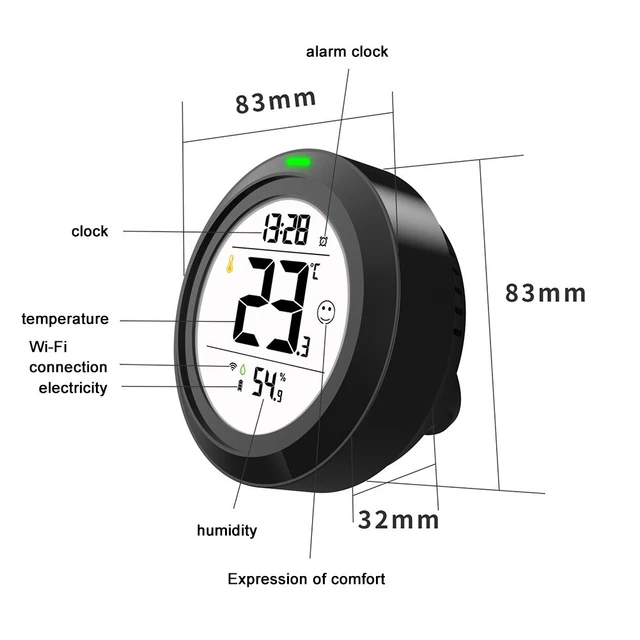 Igrometro WiFi termometro orologio rilevatore display elettronico casa fuoco aria