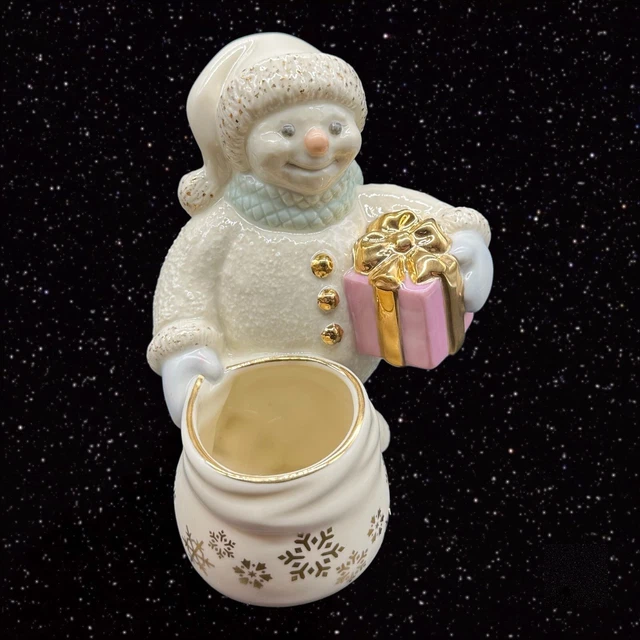 Lenox Snowlight Snowman’s Glow Votive Candle Holder Ceramic Figurine 5.5”T 4”W