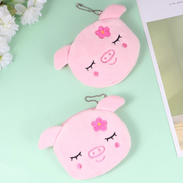 Portafoglio 3 pezzi forma maiale rosa borsa corta per monete piccolo portafoglio con strappo