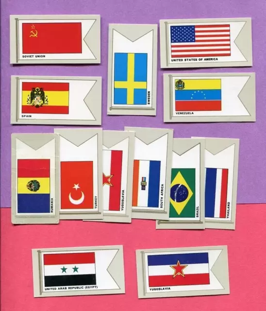 1960 Carreras Limited Cigarette Flags Of All Nations 13 Different Tobacco Cards