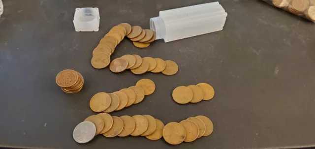 LINCOLN WHEAT CENT ROLL 1909 to 1956 PENNIES with nice Storage Tube of 50 pennys