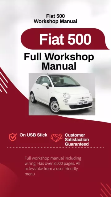 FIAT 500 Workshop Service Repair Manual On USB Stick