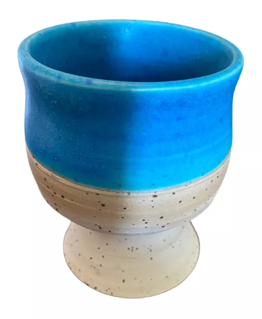 Kiddush Cup Stoneware Turquoise Sand Handcrafted Signed By Batya Ceramics