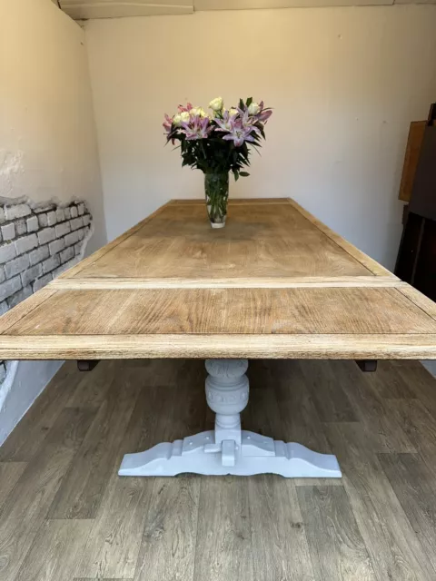8.6 Ft  Old Charm Solid Oak Extending Refectory Dining Table Refurnished