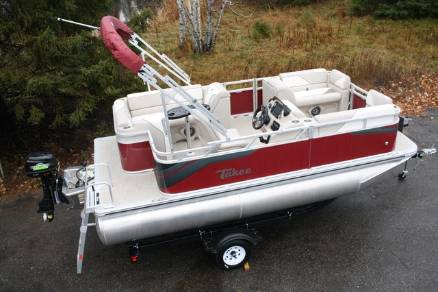 ELECTRIC POWERED PONTOON New 17 ft electric pontoon boat with 9.9 hp and trailer