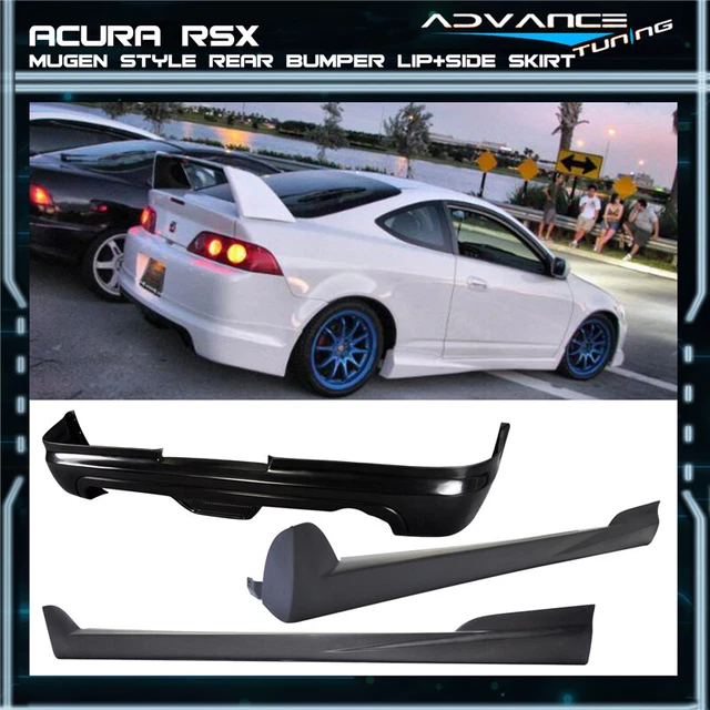 For 05-06 Acura RSX Mugen Style Rear Bumper Lip Spoiler + 2PCS Side Skirt PU