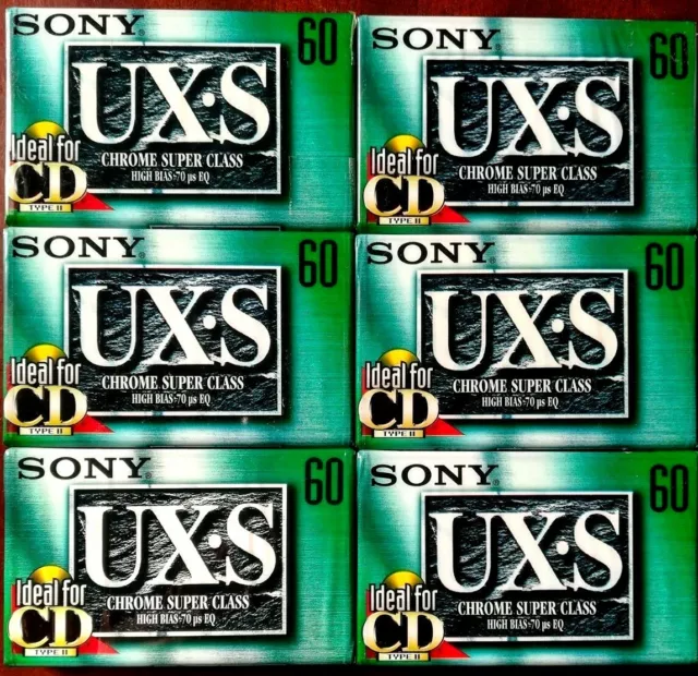 6 x SONY UX-S  60  (type II) - High Bias - Chrome   CASSETTE TAPES BLANK SEALED