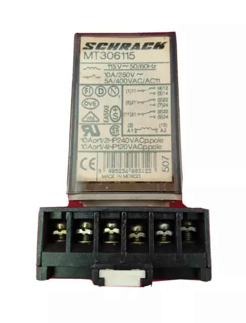 Schrack Relay & Socket 115V ac Coil, 10 Amp 3PDT MT306115