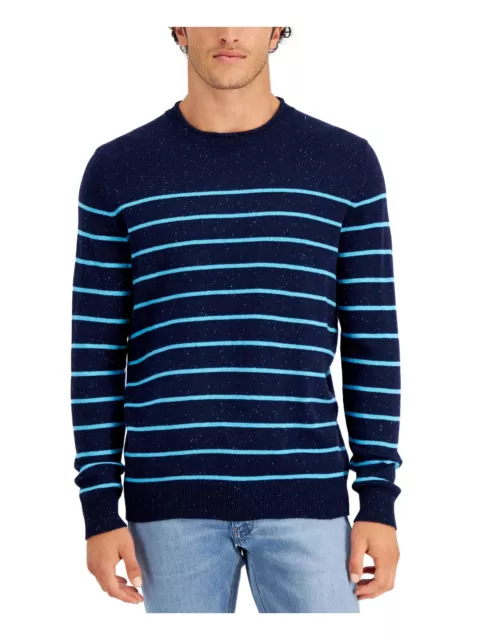 CLUBROOM MENS GREGOR Navy Striped Crew Neck Classic Fit Pullover ...