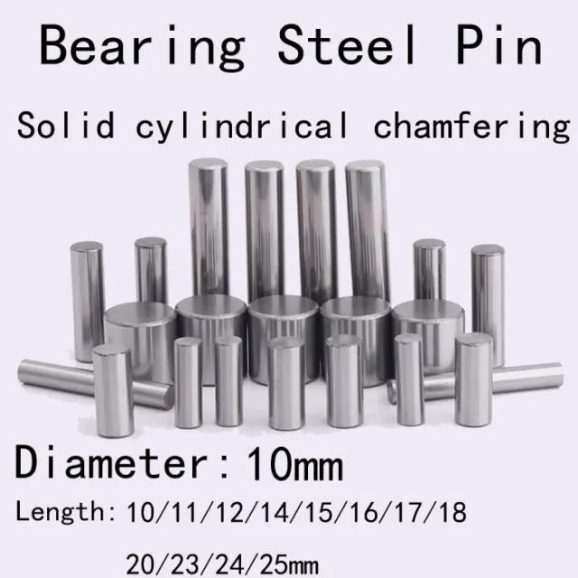 10mm Dia Bearing Steel Pin Solid Cylindrical Chamfering Dowel Pins 10mm-25mm L