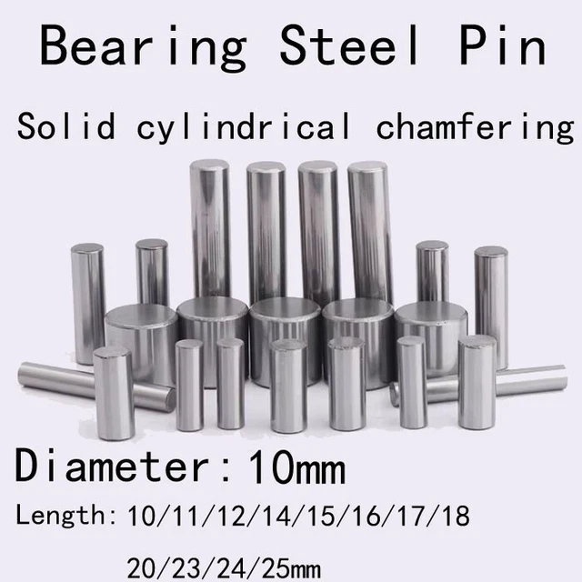 10mm Dia Bearing Steel Pin Solid Cylindrical Chamfering Dowel Pins 10mm-25mm L