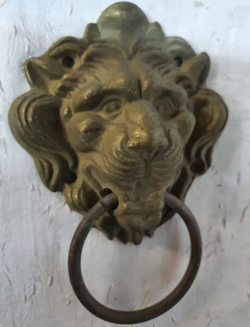 RARE ANCIEN HEURTOIR " TÊTE DE LION "  en Bronze Massif Bon État