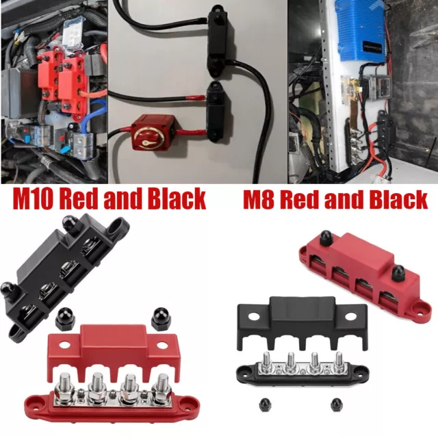 M8/M10 4 Post Power Distribution Block Terminal Screw Bus Bar 250A 200A DC12V48V