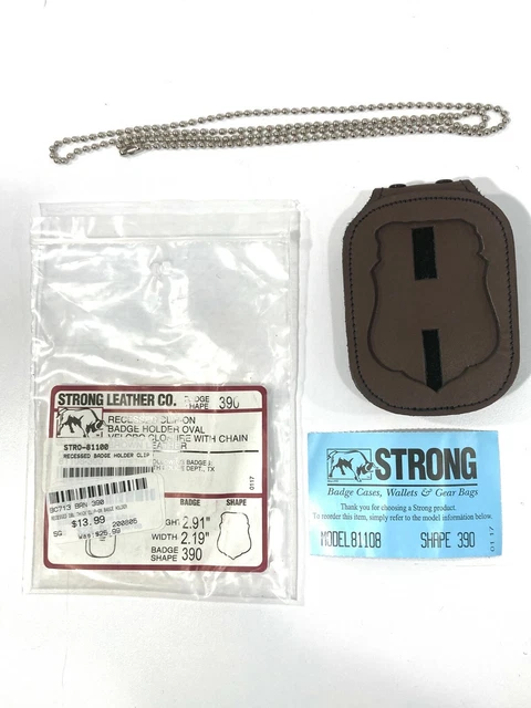 Strong Leather 81108 Belt Clip On Oval Neck Badge Holder Ft Worth Tx 390 Brown