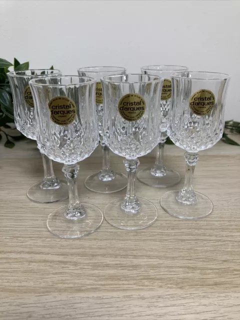 6x Cristal D'Arques Durand Longchamp SHERRY GLASSES Lead Crystal Vintage