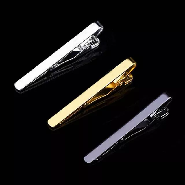 Mens Stainless Steel Tie Clip Necktie Bar Clasp Clamp Pin Gold Black Silver