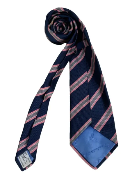 TURNBULL & ASSER Blue Striped Silk Tie HANDMADE ENGLAND 57"/ 3.5" EC