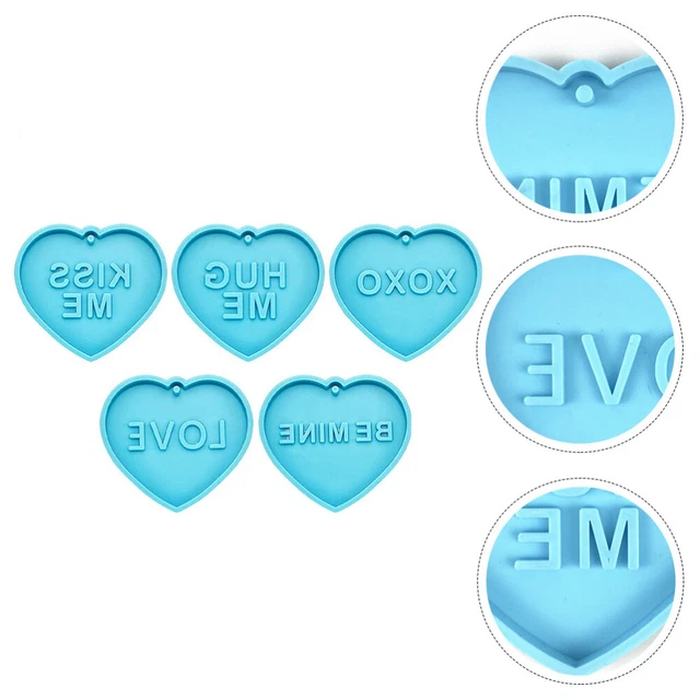 5 Pcs Valentines Day Keychain Silicone Mold Resin Keychain Molds Heart-shaped