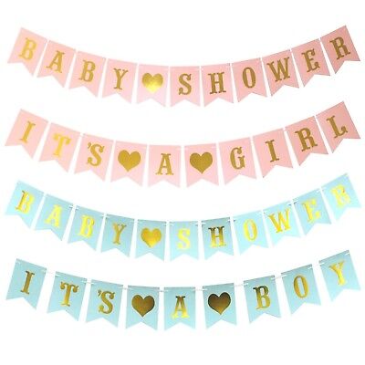 Boy Or Girl Bunting Banner Photo Prop Baby Shower Party Garland Hanging Decor