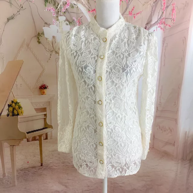 Alice by Temperley Fleur Ivory Lace Button Down Cuff Size 6 Anthropologie