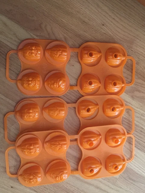 Lote de 3 - 3D HALLOWEEN JELLO JIGGLER JACK-O-LANTERN MOLDE DE CALABAZA difícil de encontrar