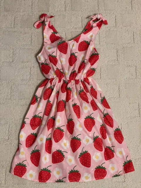 Little Girl Size 5/6 ENLIFETY Strawberry Tie Bowknot Straps Sundress Dress