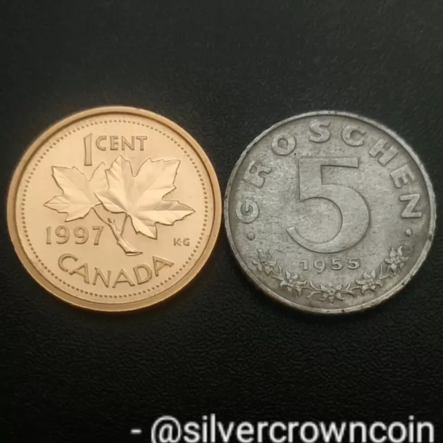 Austria 5 Groschen 1955. KM#2875. Zinc Five Cents Pence coin. Eagle. 3
