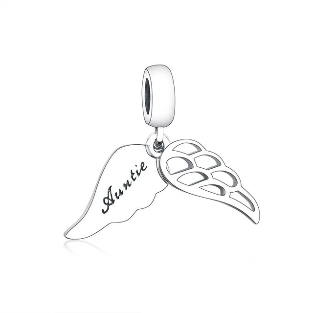Auntie Angel Wings Charm Guardian Angel Memorial RIP Aunt Sterling Silver 925