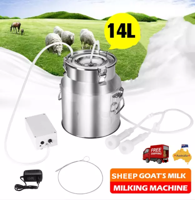 Electric Milking Machine 14L Stainless Steel Bucket for Farm Sheep Goats Milker