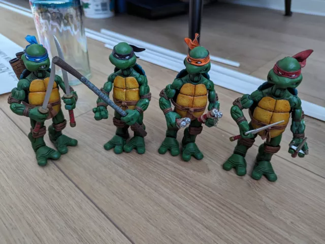 All 4 Teenage Mutant Ninja Turtles Figures BL KO Neca Coloured Bandanas