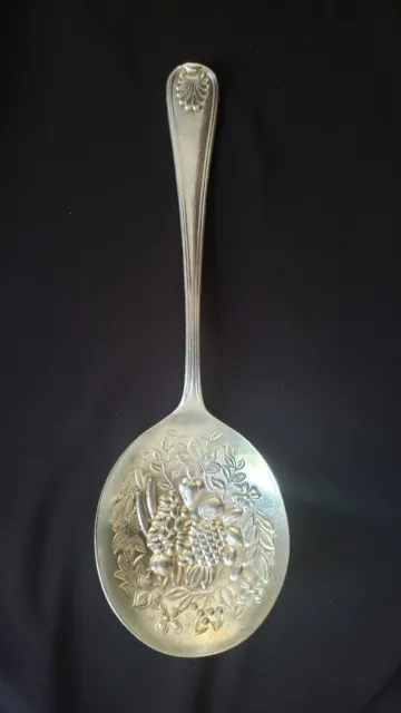 SHEFFIELD ENGLAND REPOUSSE Silver Plate Serving Spoon