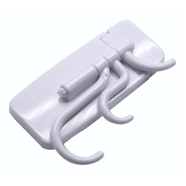 Swivel Arm Hook White Plastic Self Adhesive Sticky Removable Keys Coat Hanger