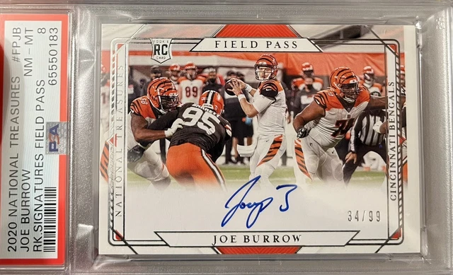 2020 Joe Burrow Panini National Treasures RC auto field pass Rookie Autograph