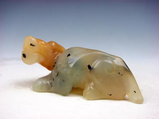 Old Nephrite Jade Stone Carved Sculpture Crouching Foo Dog Lion #06282111