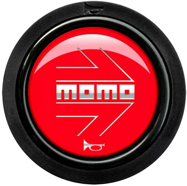 Original MOMO Brillo Rojo Plata Arrow Volante Botón de Bocina Botón (Pequeño)