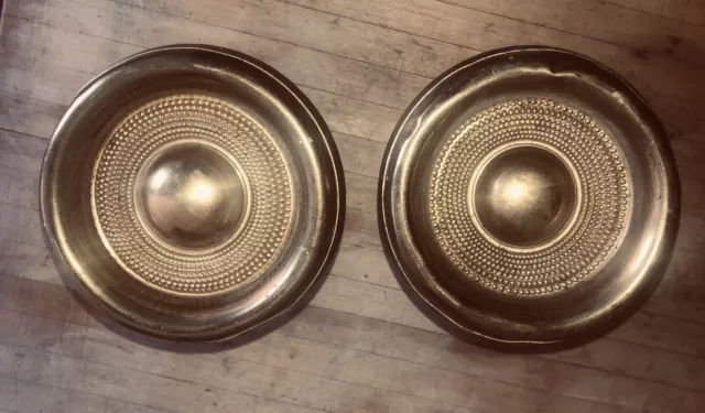 2 Brass drapery tie backs 6" Long...5" Dia. sunburst vintage design