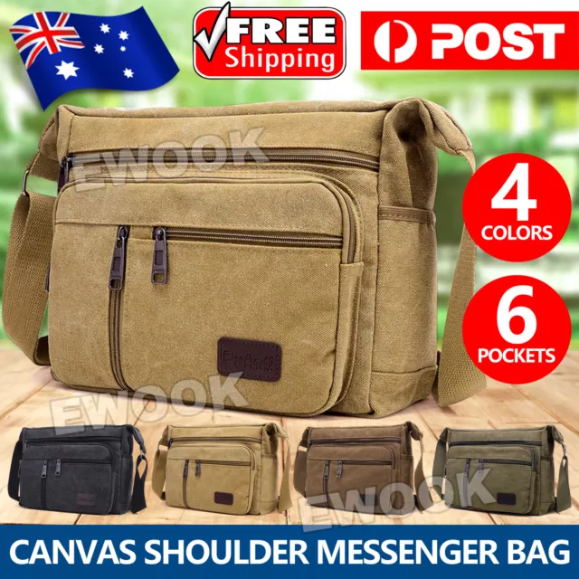 Retro Men's Canvas Shoulder Messenger Bag Crossbody Satchel Travel Man's Bags AU